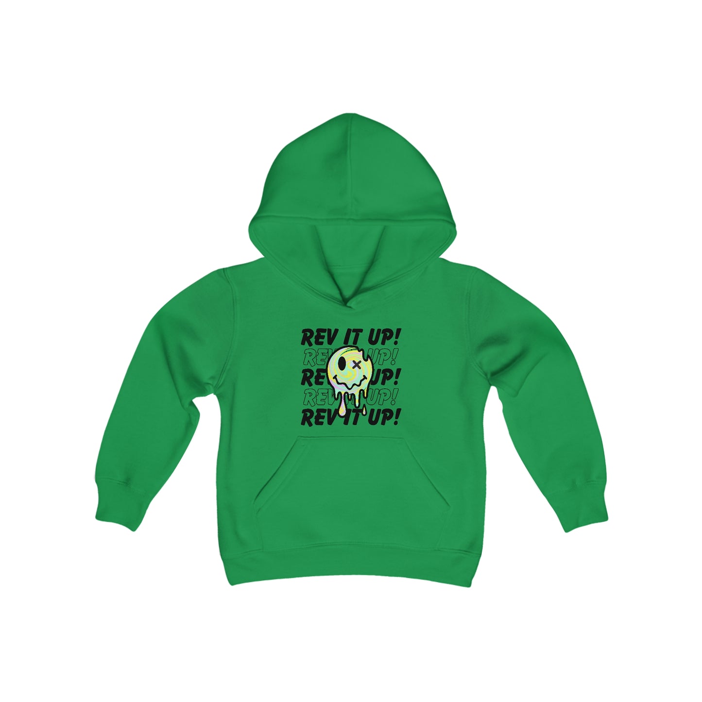 Rev It Up Retro Smiley -Youth Hooded Sweatshirt