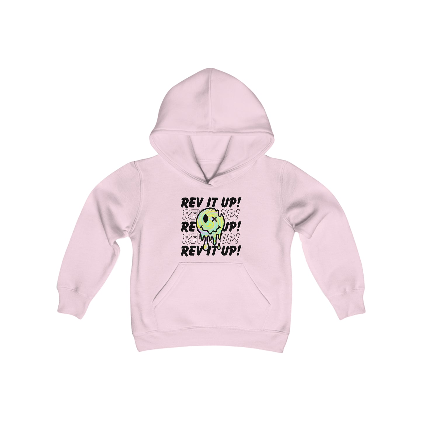 Rev It Up Retro Smiley -Youth Hooded Sweatshirt
