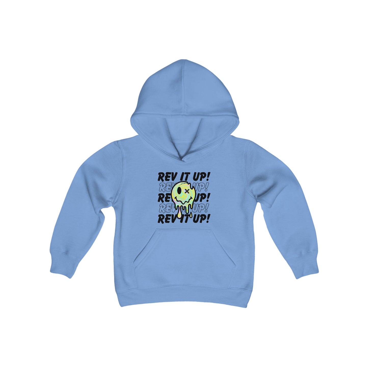 Rev It Up Retro Smiley -Youth Hooded Sweatshirt