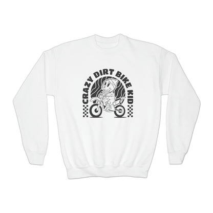 Crazy Dirt Bike Kid- Youth Crewneck Sweatshirt