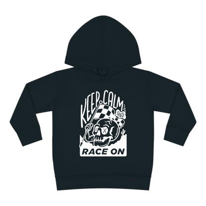 Keep Calm and Race On -Toddler Hooded Sweatshirt