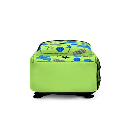 Bright Green & Blue Winged Sprint Car - Backpack
