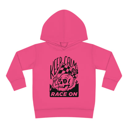 Keep Calm and Race On -Toddler Hooded Sweatshirt