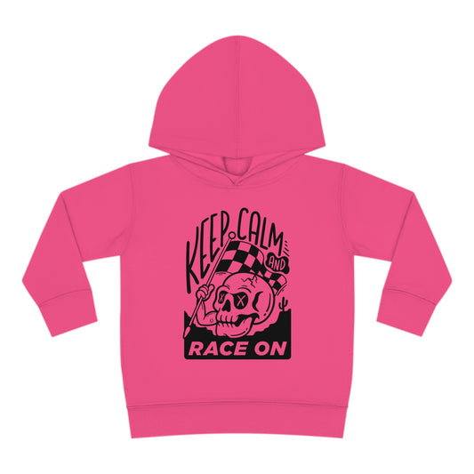 Keep Calm and Race On -Toddler Hooded Sweatshirt