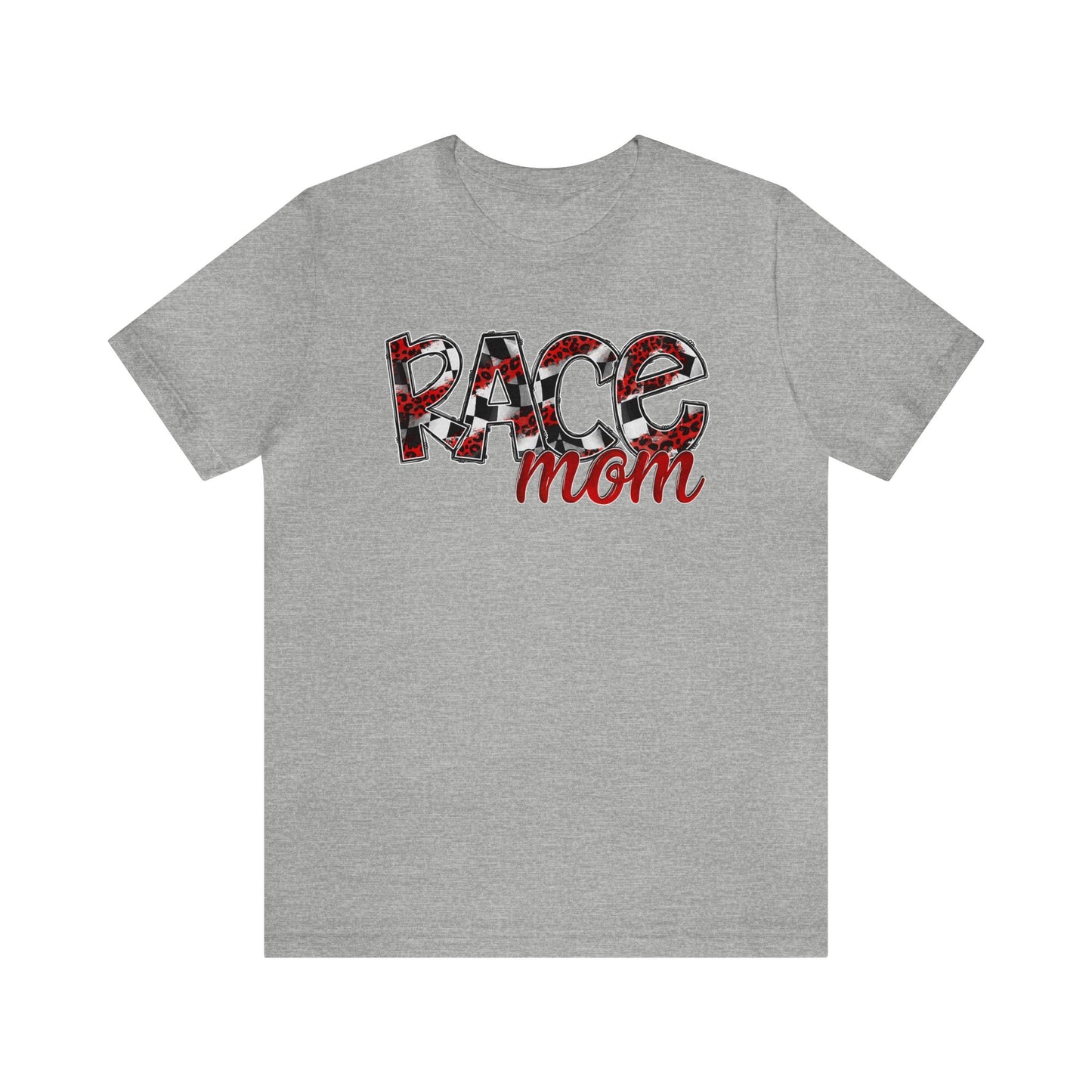 Checkered with Red Race Mom- Adult T-Shirt