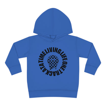 Living Life One Track At A Time Black Checkered Smiley - Toddler Hooded Sweatshirt