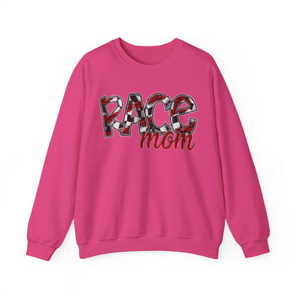Checkered with Red Race Mom- Adult Crewneck Sweatshirt