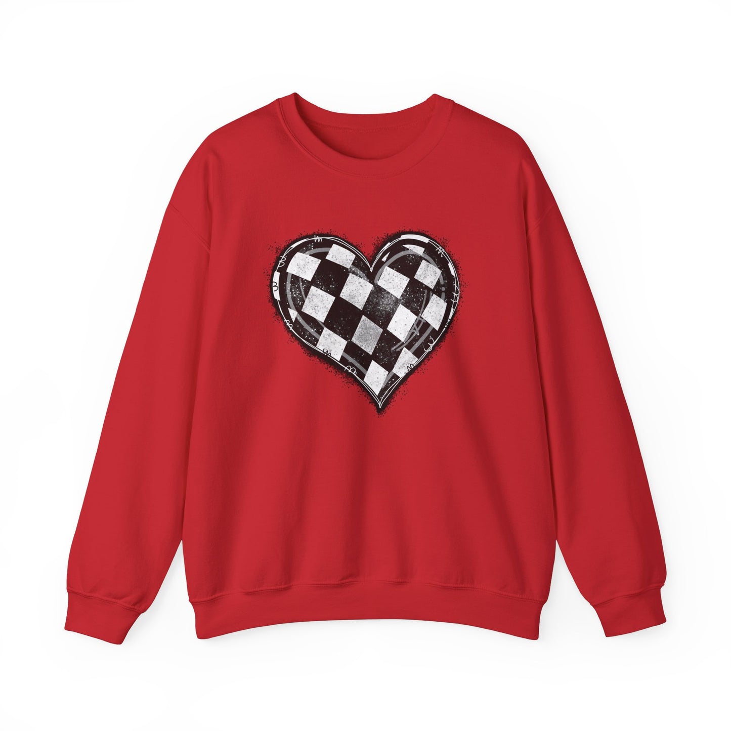Checkered Heart- Adult Crewneck Sweatshirt