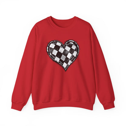 Checkered Heart- Adult Crewneck Sweatshirt