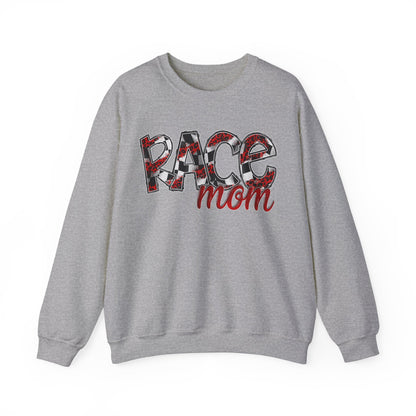 Checkered with Red Race Mom- Adult Crewneck Sweatshirt