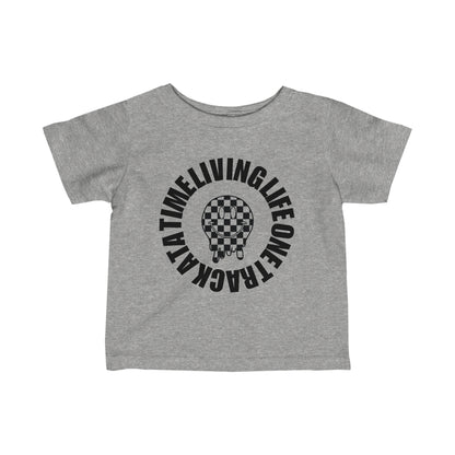 Living Life One Track At A Time Black Checkered Smiley - Infant T-Shirt