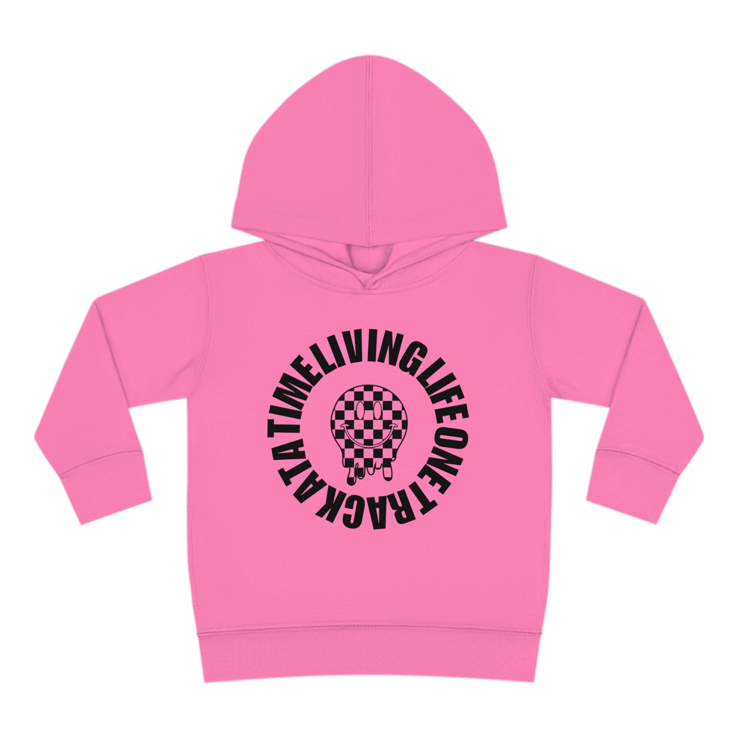 Living Life One Track At A Time Black Checkered Smiley - Toddler Hooded Sweatshirt