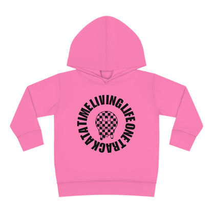 Living Life One Track At A Time Black Checkered Smiley - Toddler Hooded Sweatshirt