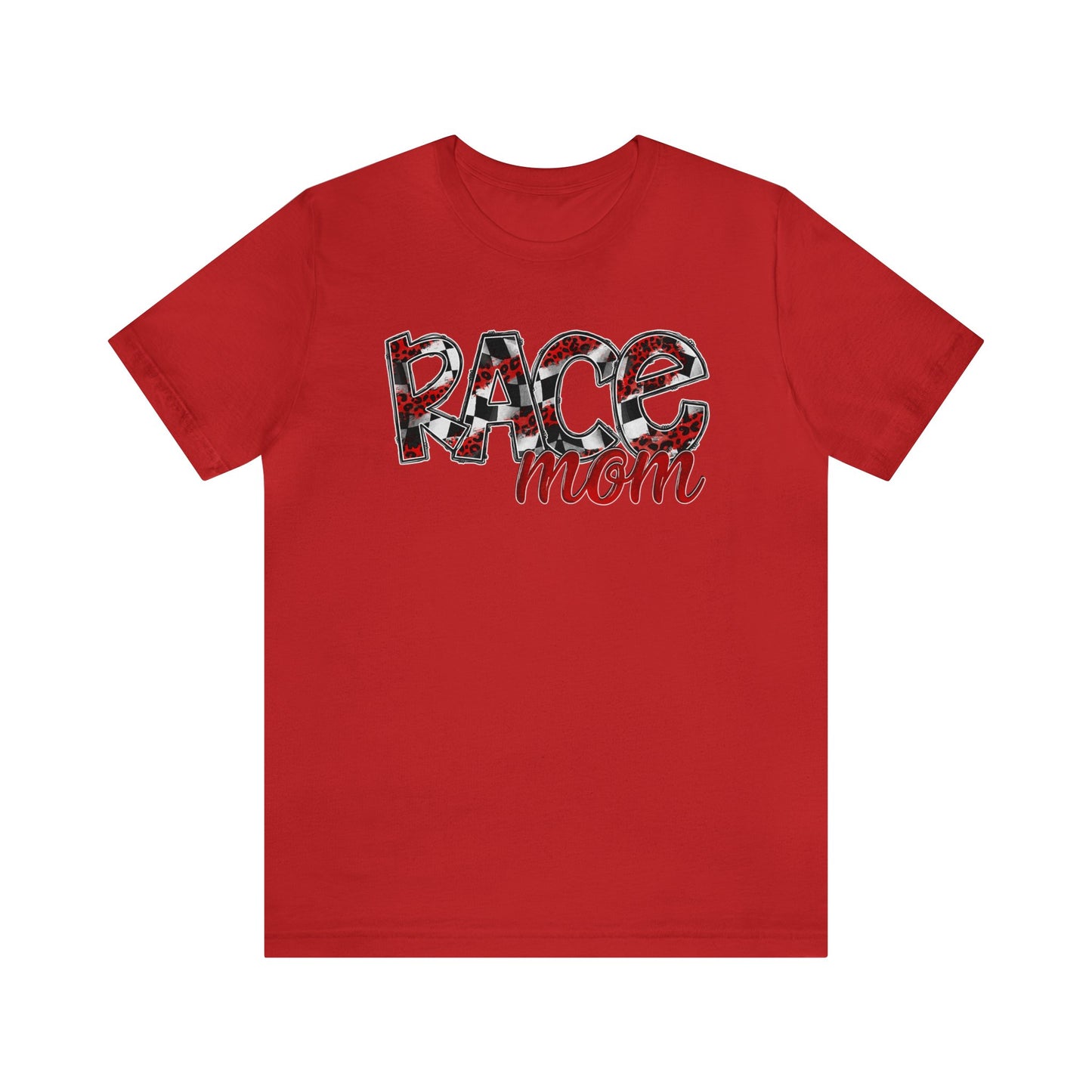 Checkered with Red Race Mom- Adult T-Shirt