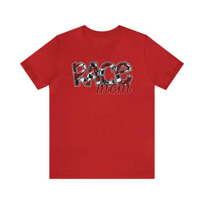 Checkered with Red Race Mom- Adult T-Shirt