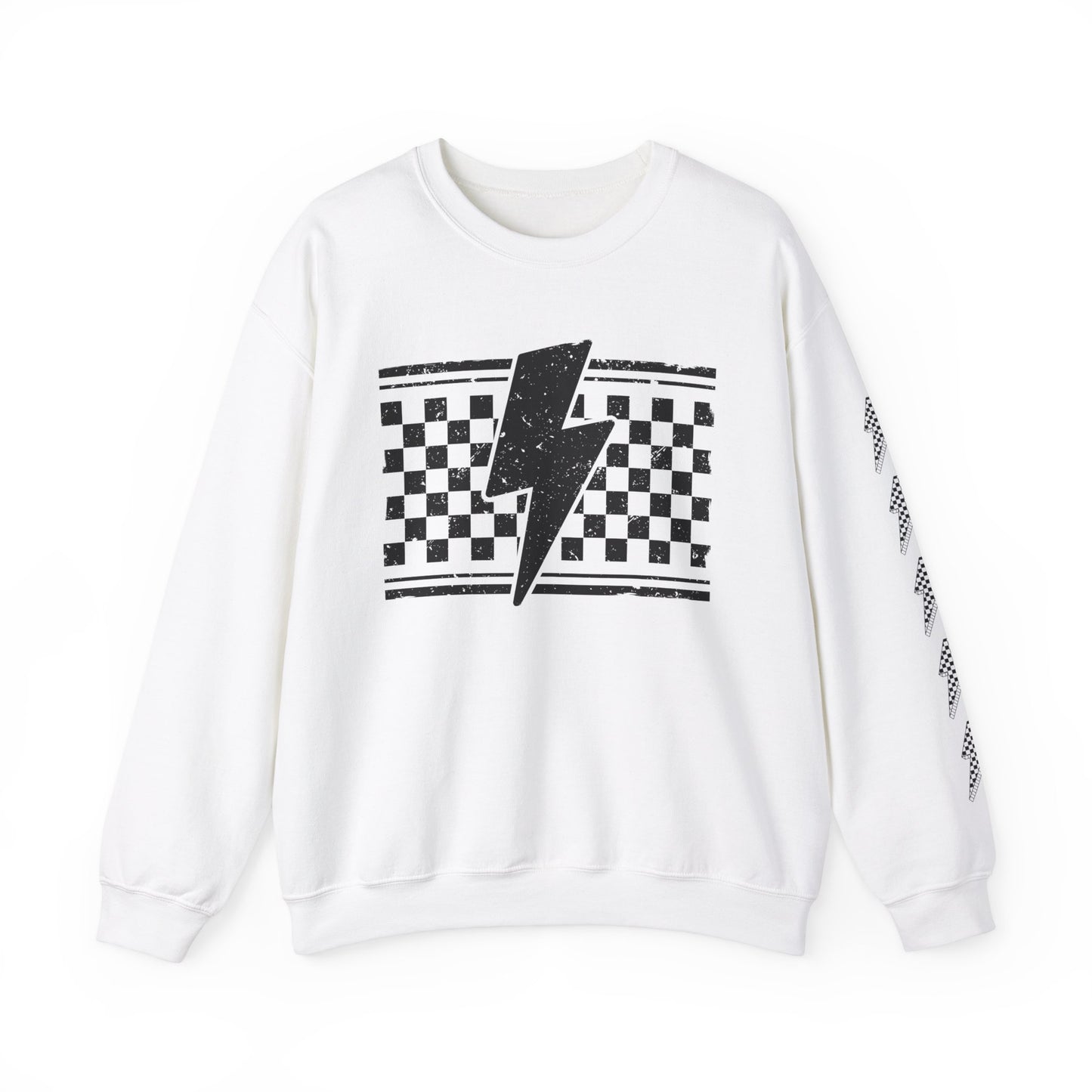 Grunge Checkered Lightning Bolt- Adult Sweatshirt