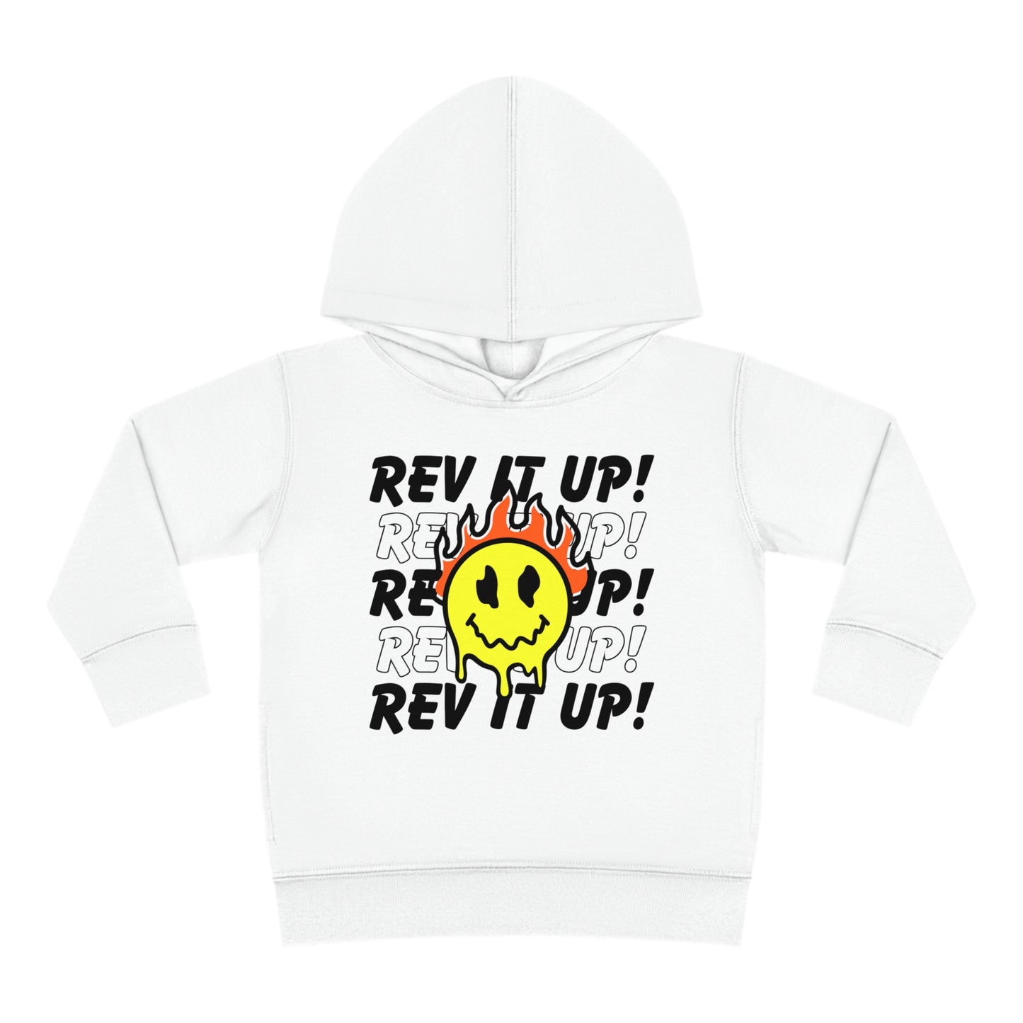 Rev It Up Flame Smiley -Toddler Hooded Sweatshirt