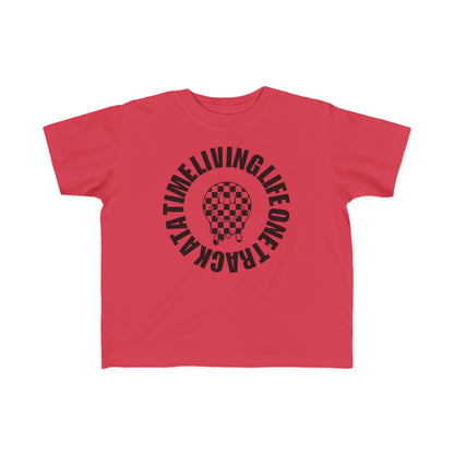 Living Life One Track At A Time Black Checkered Smiley - Toddler's T-Shirt