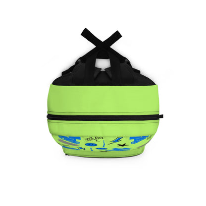 Bright Green & Blue Winged Sprint Car - Backpack