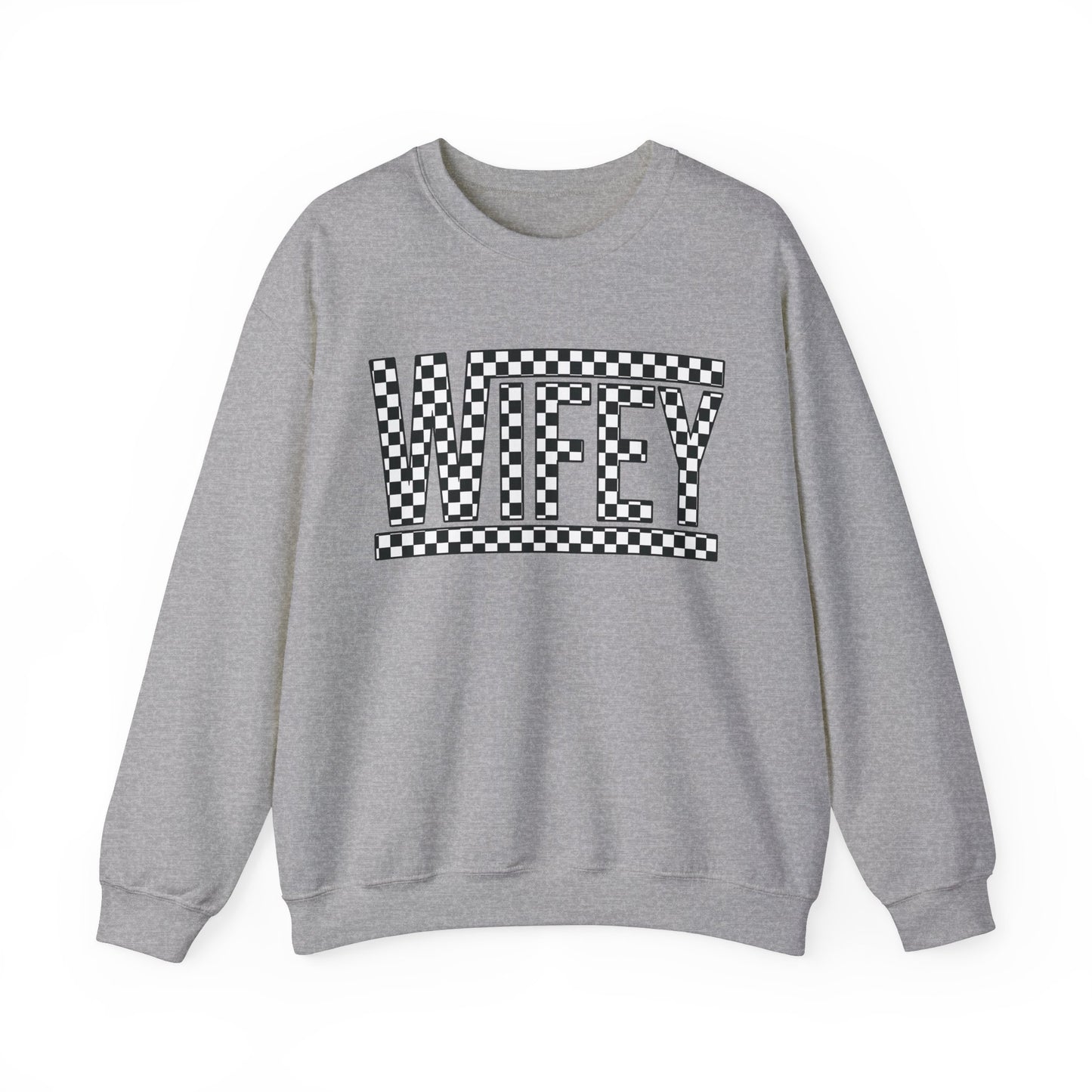 Checkered Wifey- Adult Crewneck Sweatshirt