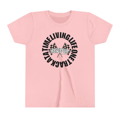 Living Life One Track At A Time Black Rev'd Up Clothing -Youth T-Shirt