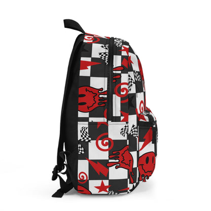 Black & Red Checkered Smiley - Backpack