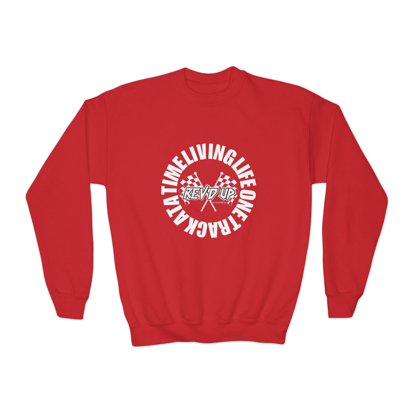 Living Life One Track At A Time White Rev'd Up Clothing - Youth Sweatshirt