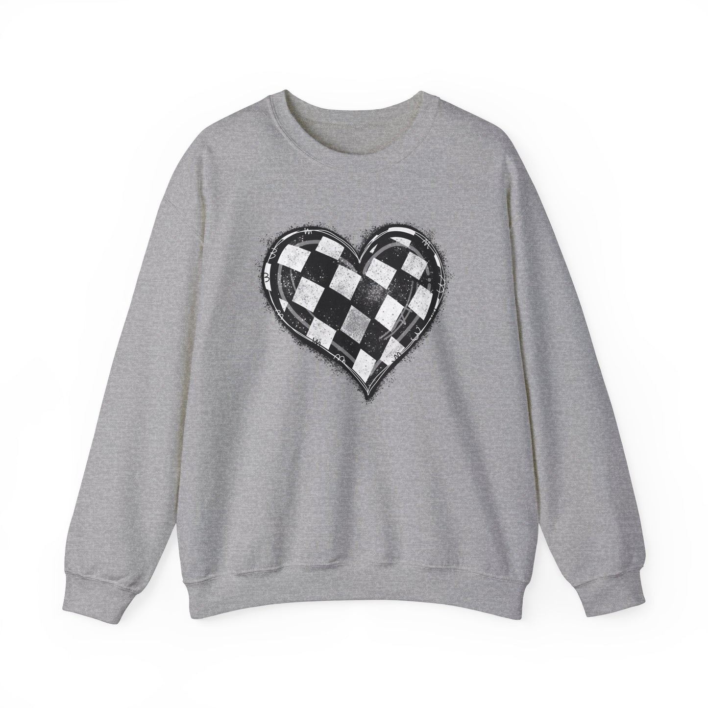 Checkered Heart- Adult Crewneck Sweatshirt