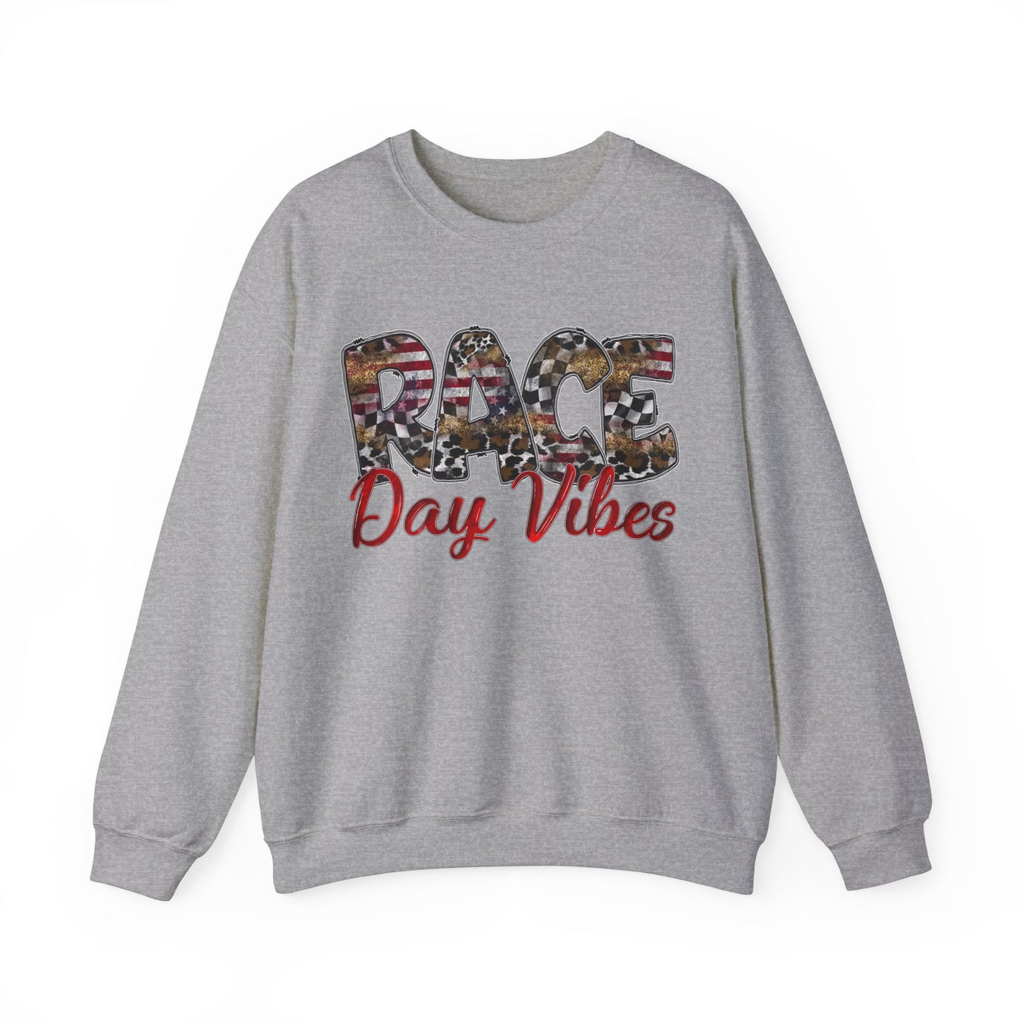 Race Day Vibes Wild American- Adult Crewneck Sweatshirt