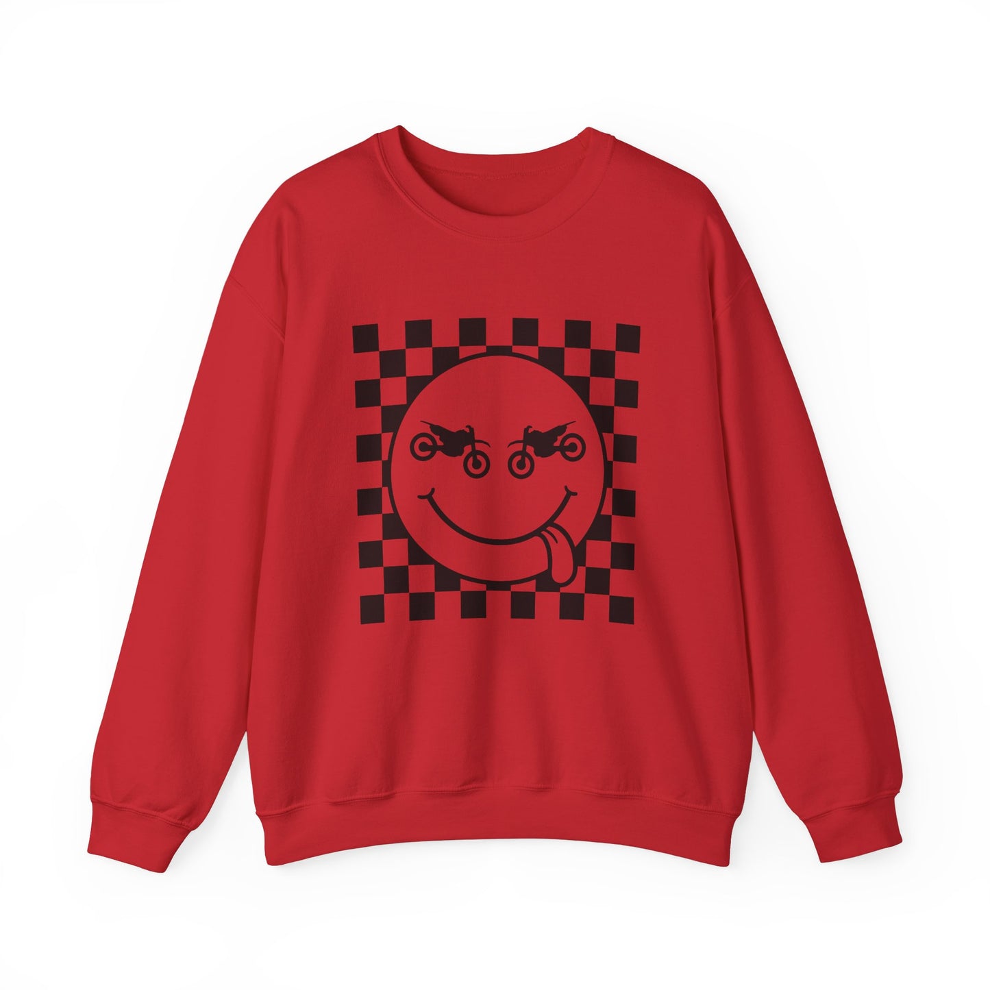 Race Flag Smile Face- Adult Crewneck Sweatshirt