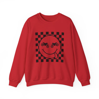 Race Flag Smile Face- Adult Crewneck Sweatshirt