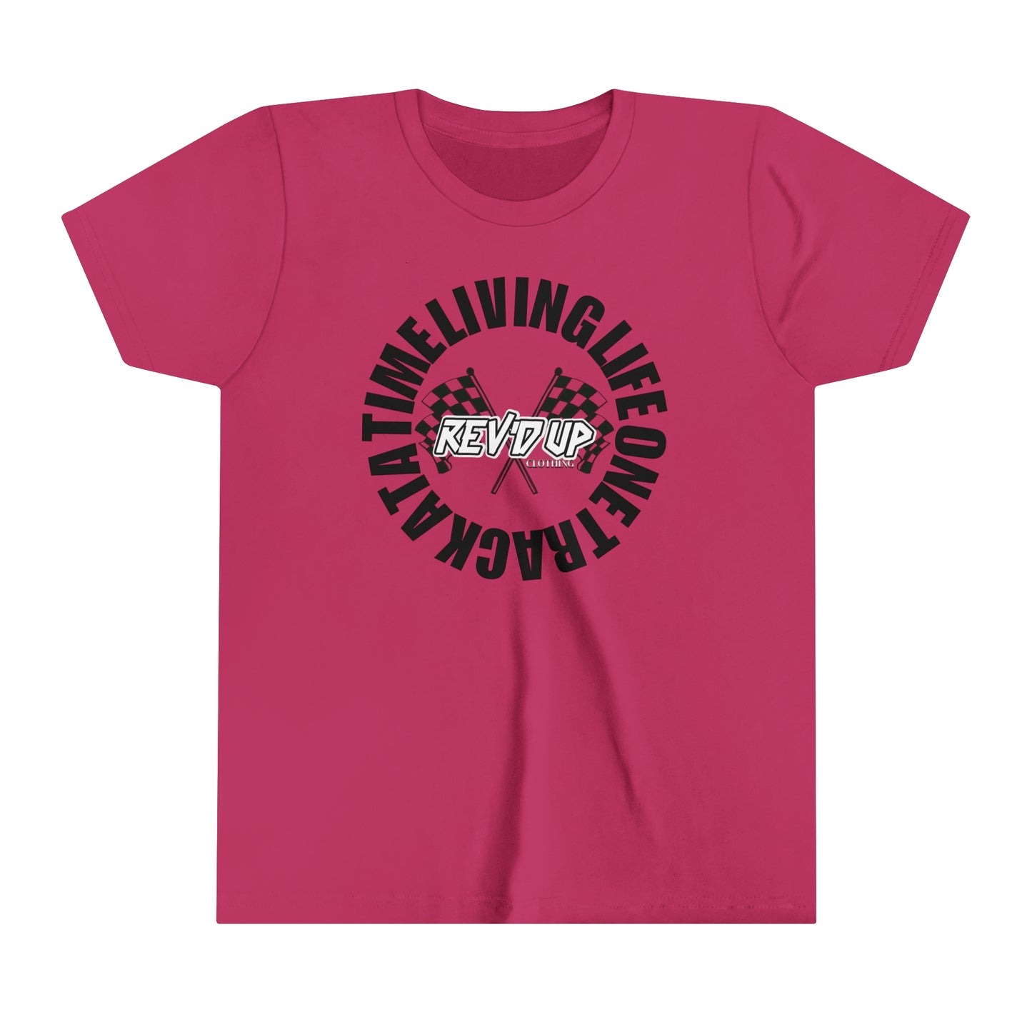 Living Life One Track At A Time Black Rev'd Up Clothing -Youth T-Shirt