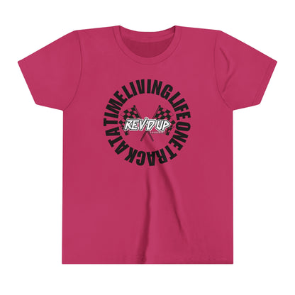 Living Life One Track At A Time Black Rev'd Up Clothing -Youth T-Shirt