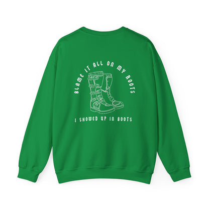 Blame It All On My Roots White Font- Adult Crewneck Sweatshirt