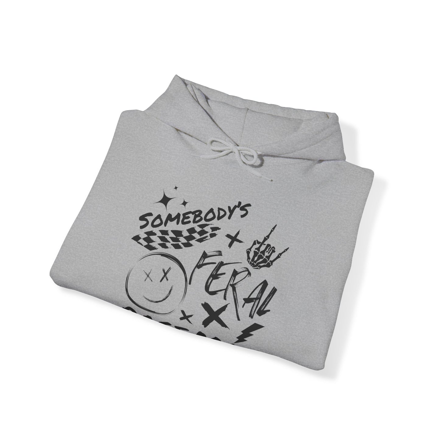 Somebody`s Feral Race Mom- Adult Hooded Sweatshirt