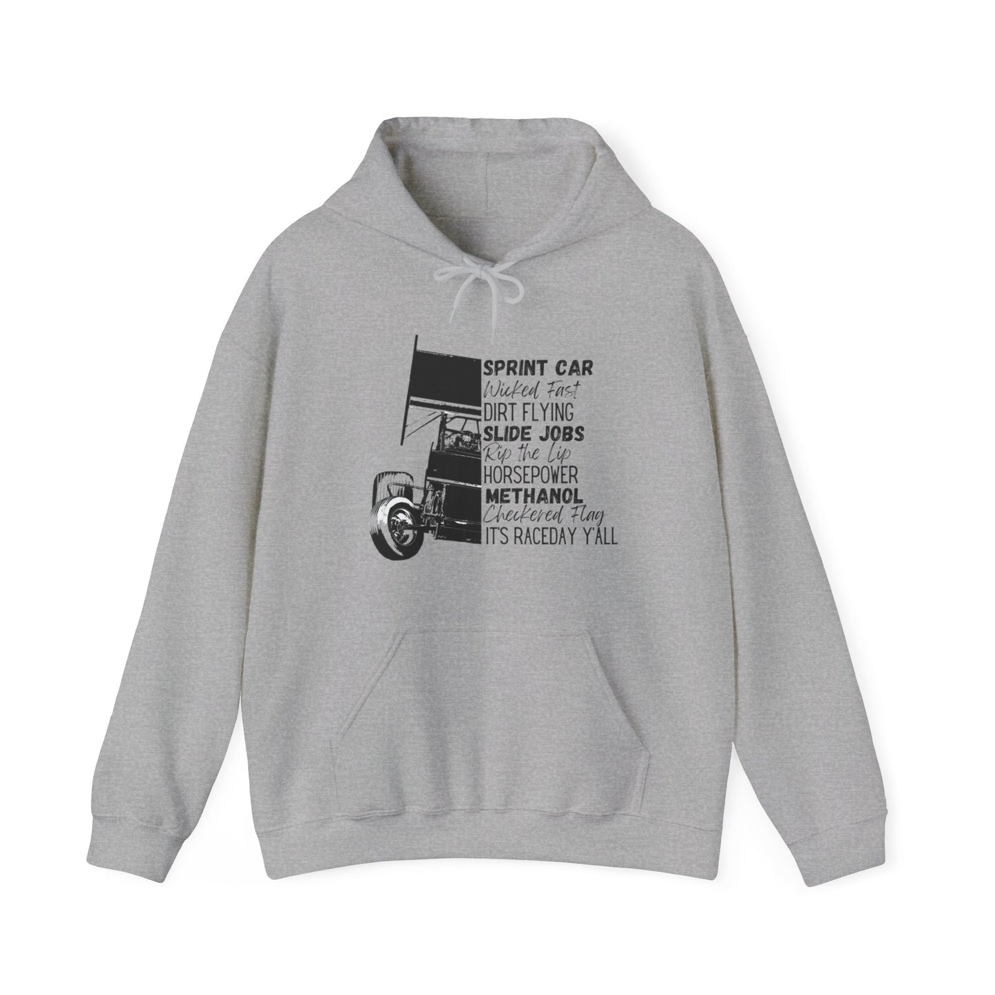 Race Day Sprint Car- Adult Hooded Sweatshirt