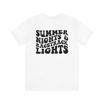 Summer Nights Race Track Lights- Adult T-Shirt