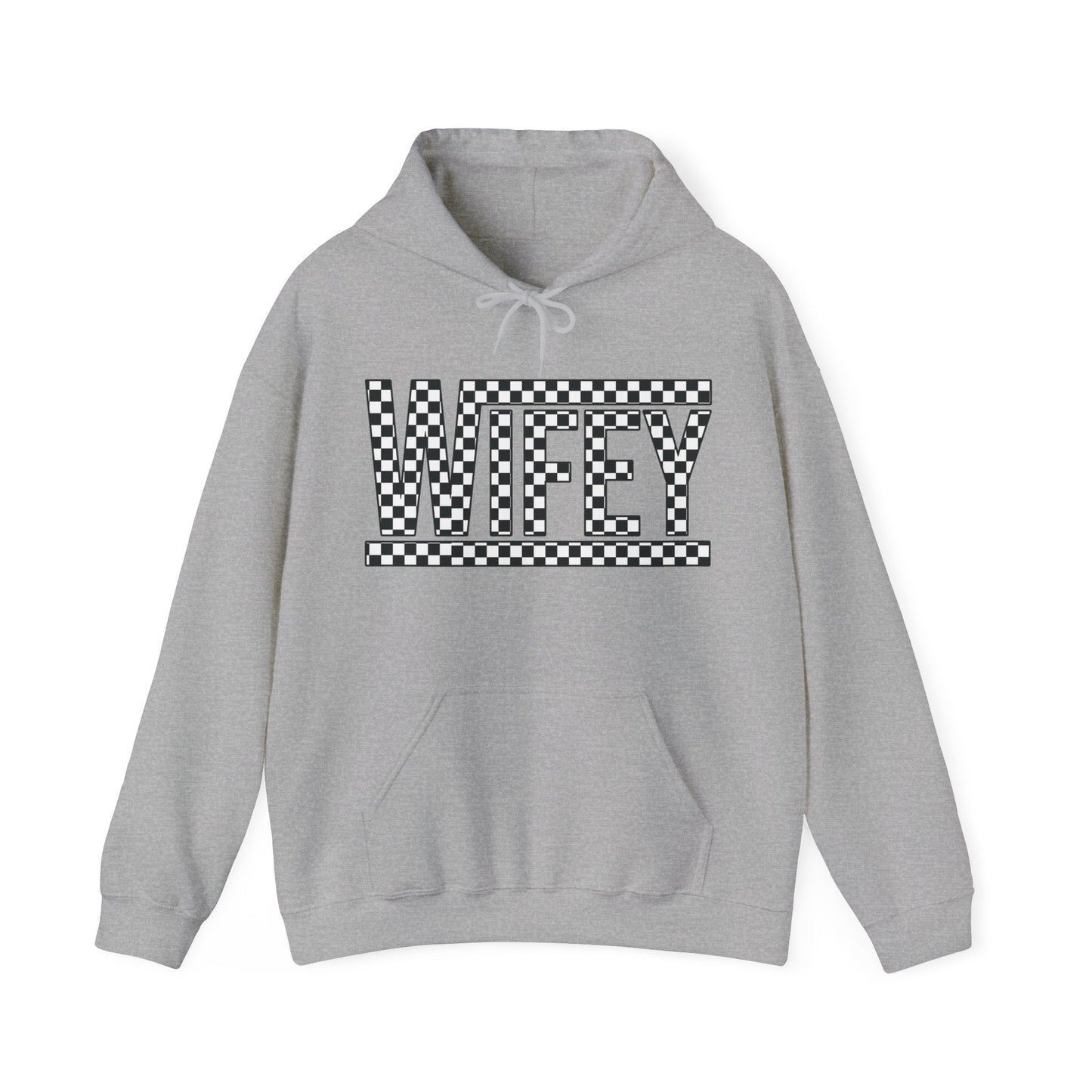 Checkered Wifey- Adult Hooded Sweatshirt