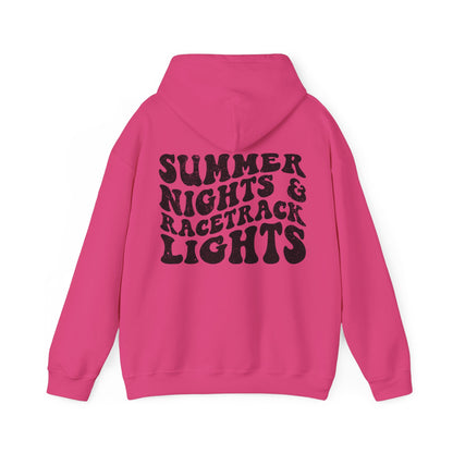 Summer Nights Race Track Lights- Adult Hooded Sweatshirt