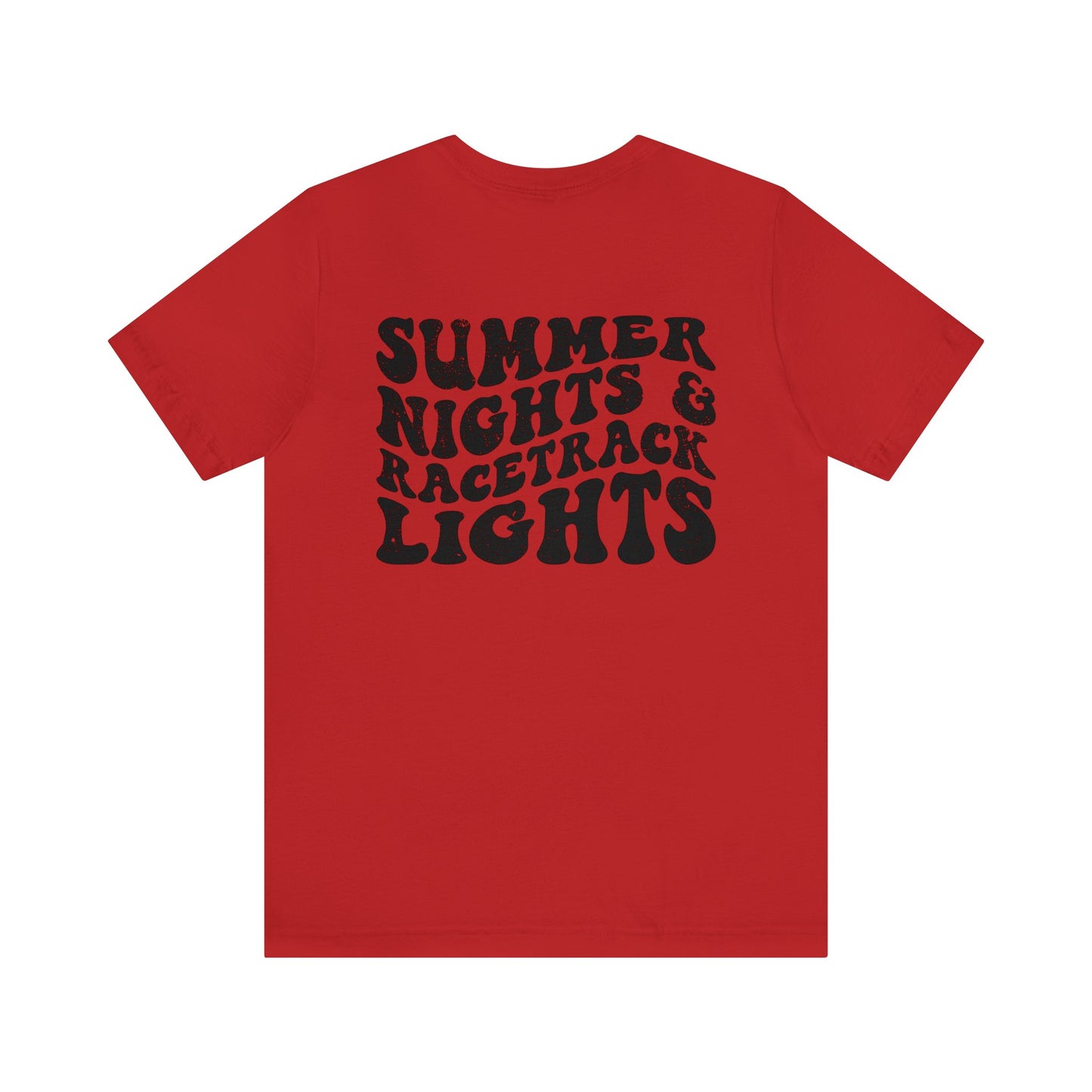 Summer Nights Race Track Lights- Adult T-Shirt