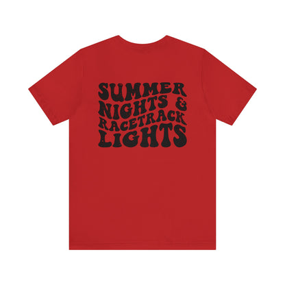 Summer Nights Race Track Lights- Adult T-Shirt