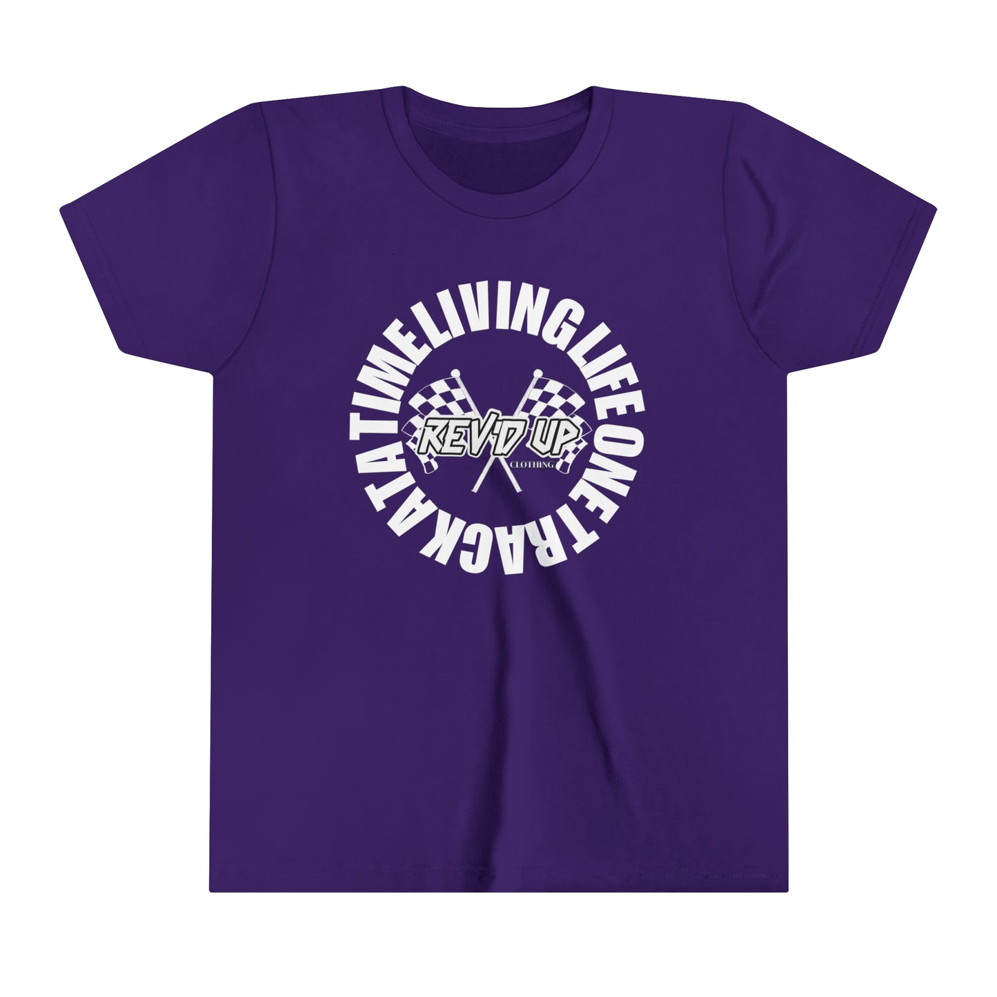 Living Life One Track At A Time White Rev'd Up Clothing - Youth T-Shirt