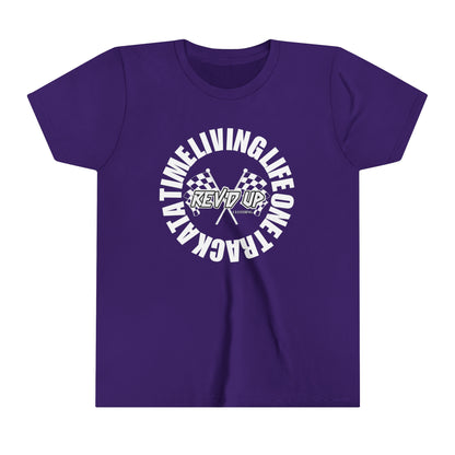 Living Life One Track At A Time White Rev'd Up Clothing - Youth T-Shirt
