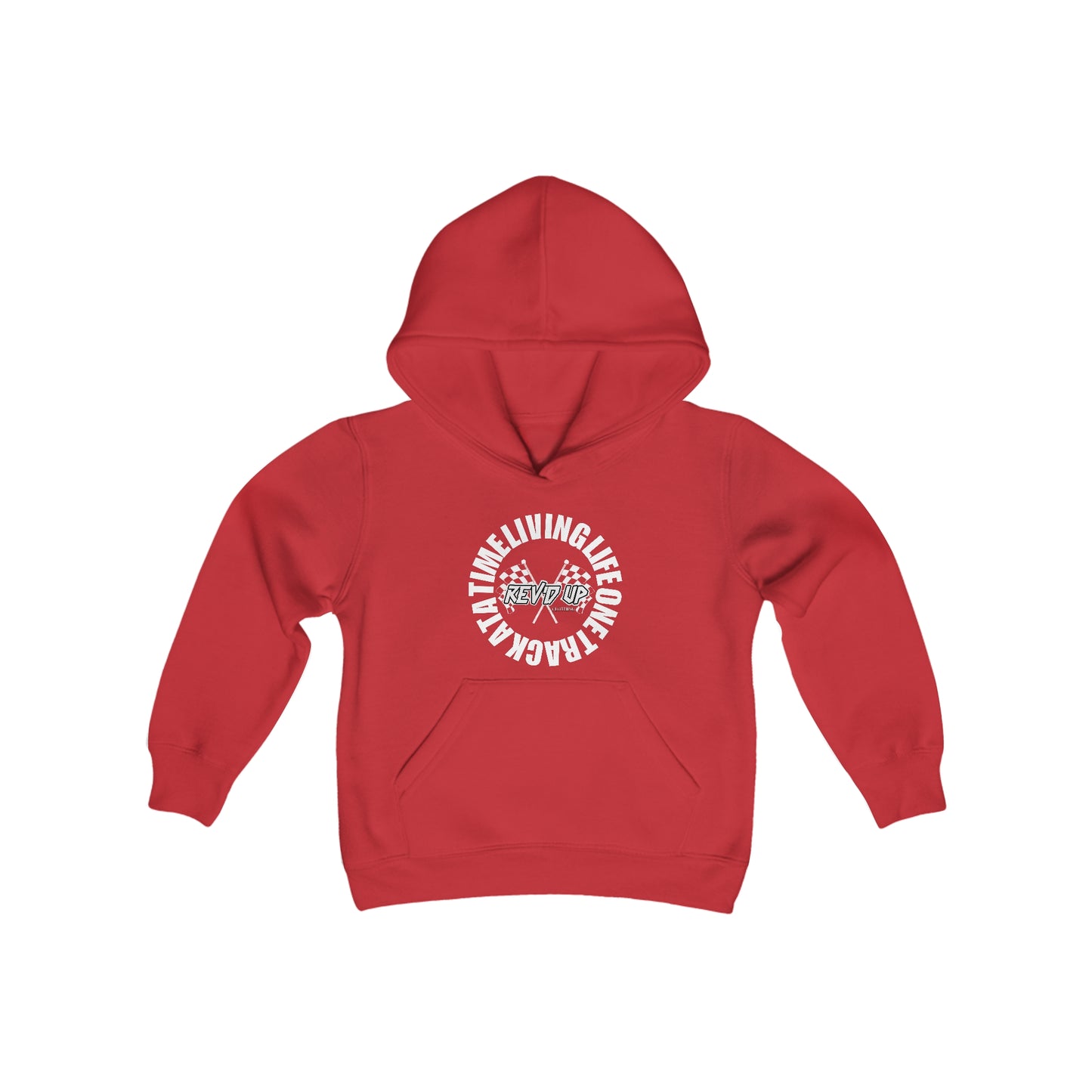 Living Life One Track At A Time White Rev'd Up Clothing - Youth Hooded Sweatshirt