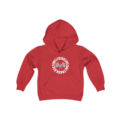 Living Life One Track At A Time White Rev'd Up Clothing - Youth Hooded Sweatshirt