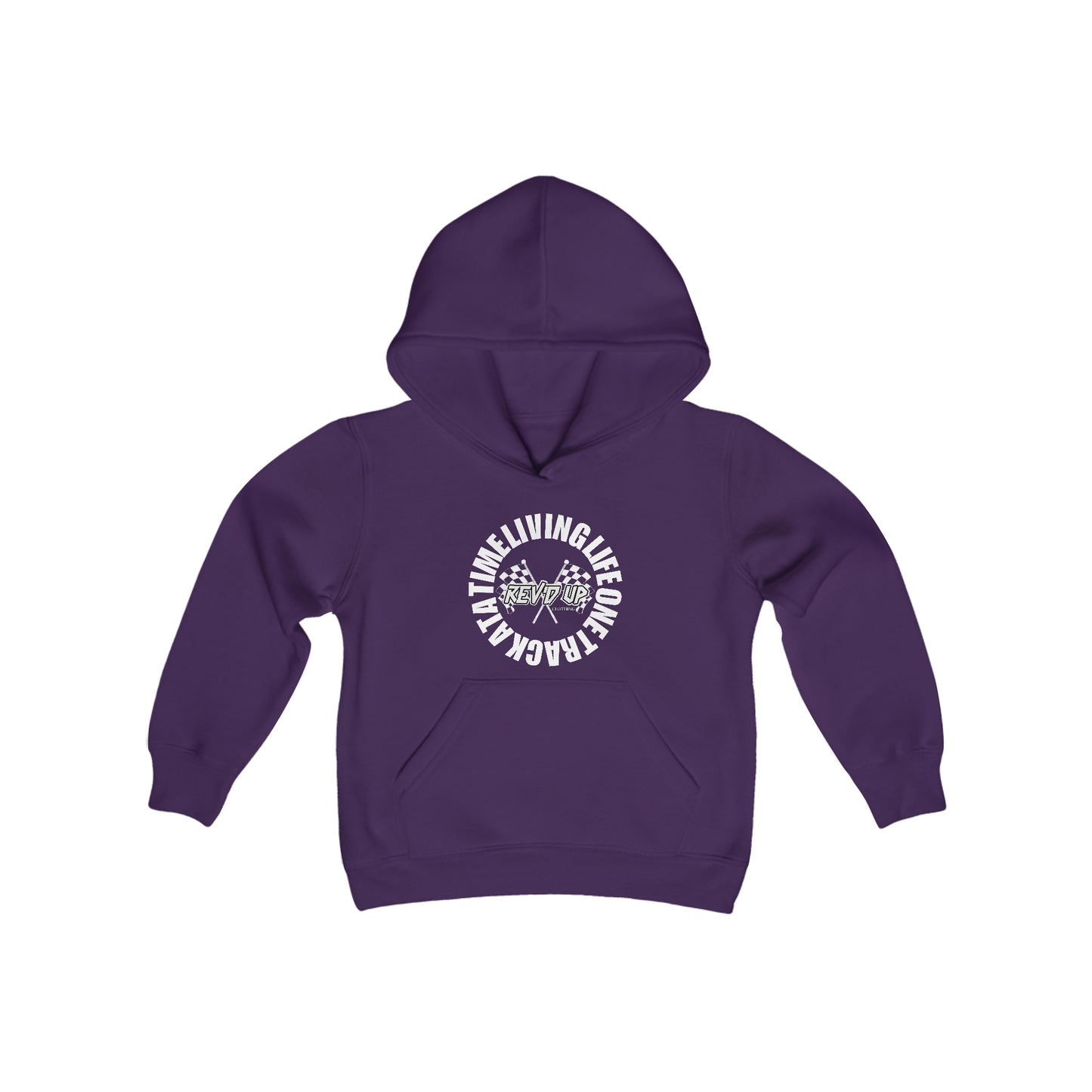 Living Life One Track At A Time White Rev'd Up Clothing - Youth Hooded Sweatshirt