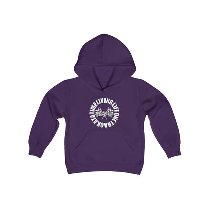 Living Life One Track At A Time White Rev'd Up Clothing - Youth Hooded Sweatshirt