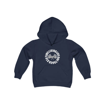 Living Life One Track At A Time White Rev'd Up Clothing - Youth Hooded Sweatshirt