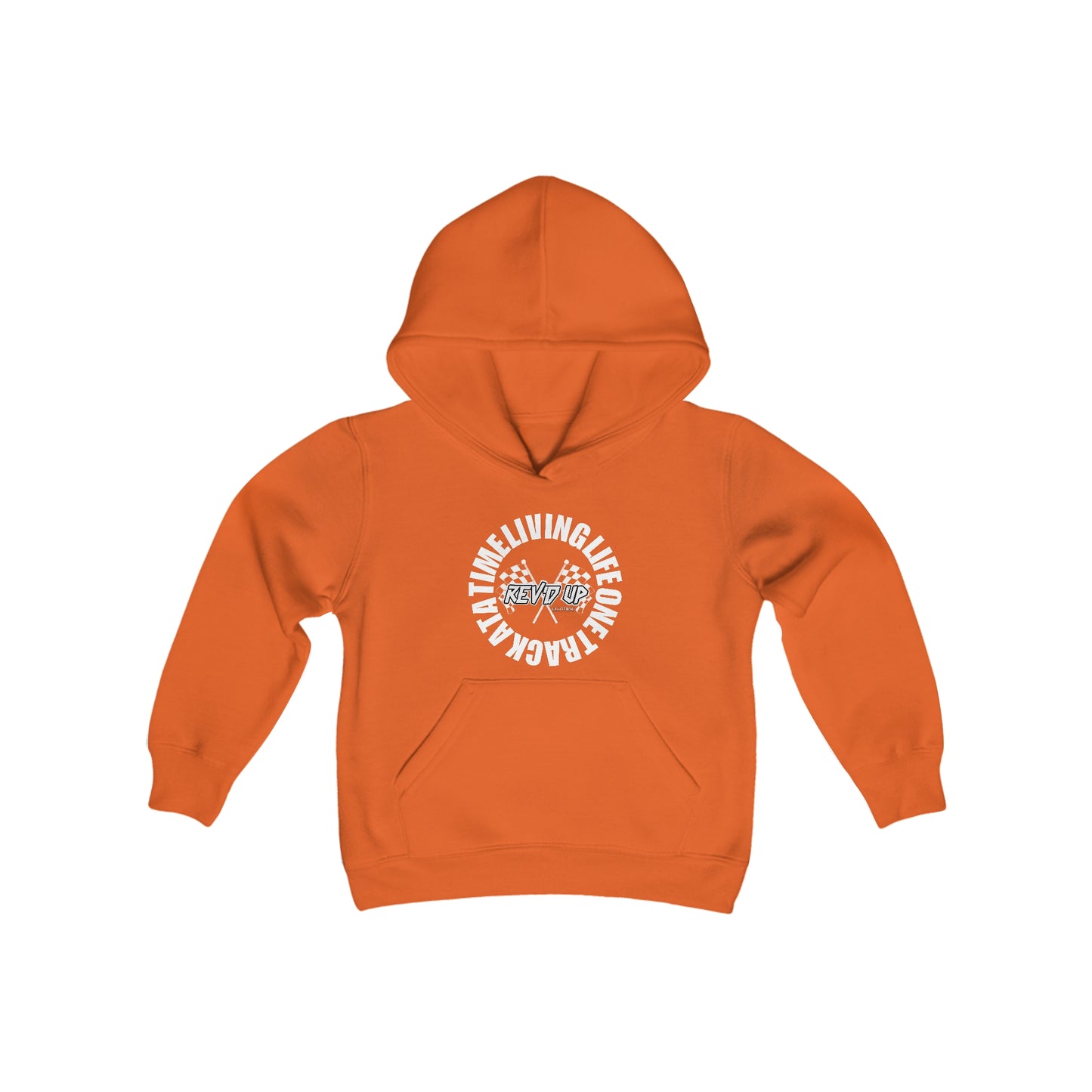 Living Life One Track At A Time White Rev'd Up Clothing - Youth Hooded Sweatshirt