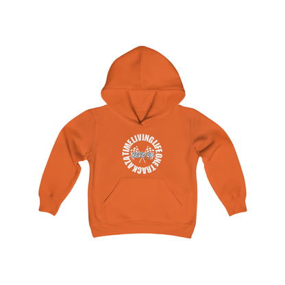 Living Life One Track At A Time White Rev'd Up Clothing - Youth Hooded Sweatshirt